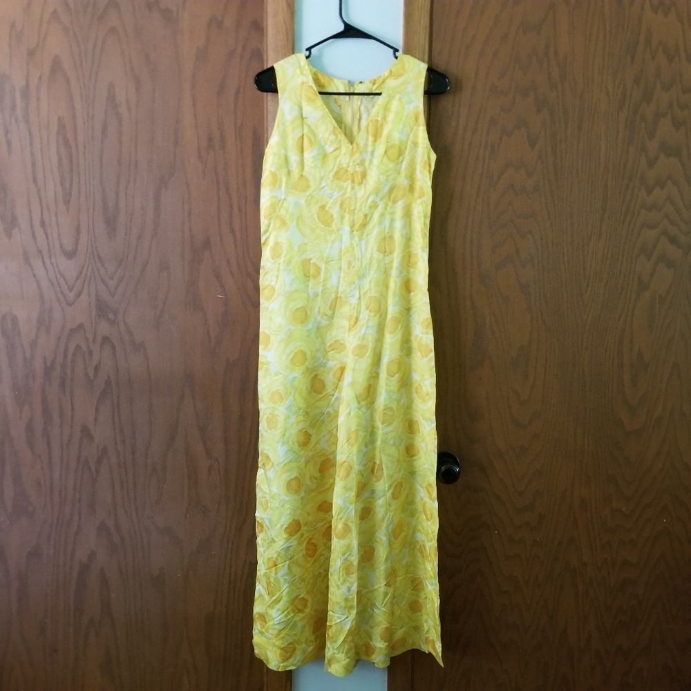 Handmade Yellow Floral Sleeveless Wide Leg Jumpsuit